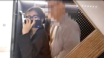 Busty teen with glasses wear thief clothes