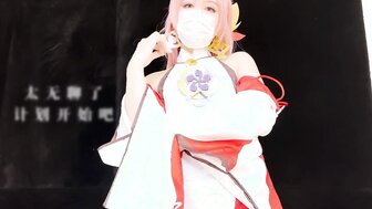 Pretty Cosplayer footjob and riding on cock