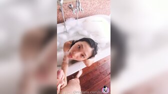 Pretty girl gives her boyfriend blowjob to make him cum in bathroom