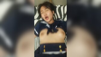 Sexy wife in police uniform having sex with husband