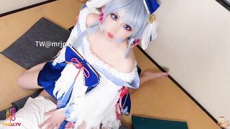 Fucking coser in Kamisato Ayaka who has pink nipples and fair-skin