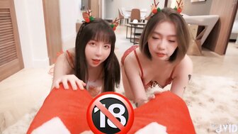 Two beauties in costume serves me on Christmas Eve