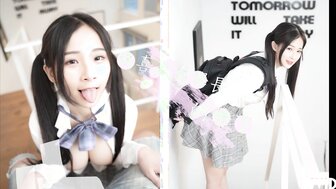 巨乳雙馬尾學妹喜歡在學長的胯下 忍著不發聲啪啪